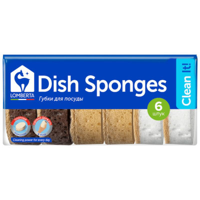 Изображение товара Губки Lomberta для мытья посуды, 6шт