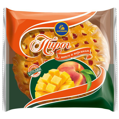 Изображение товара Пирог Каравай с манго и персиком, 230г