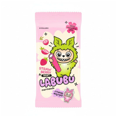 Изображение товара Мармелад Labubu в форме карандаша кислая клубника, 75г