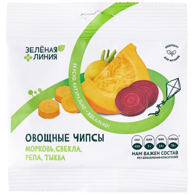 Изображение товара Чипсы Овощной микс Зелёная Линия, 25г