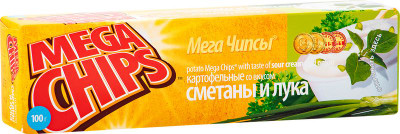 Изображение товара Чипсы картофельные Mega Chips со вкусом сметаны и лука, 100г