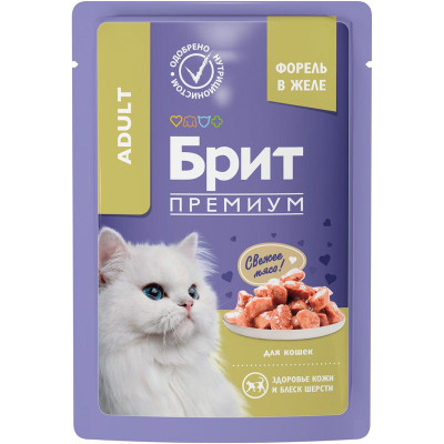 Изображение товара Корм Brit premium форель в желе премиум-класса для взрослых кошек, 85г