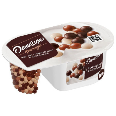 Изображение товара Йогурт Даниссимо Фантазия с хрустящими шоколадными шариками 6.9%, 105г