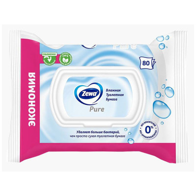 Изображение товара Влажная туалетная бумага Zewa Пьюр, 80шт