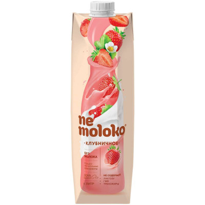 Изображение товара Напиток на соевой основе Nemoloko Клубничный для детей старше 3-х лет, 1л