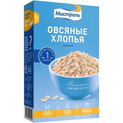 Изображение товара Хлопья Мистраль Нежные овсяные, 400г