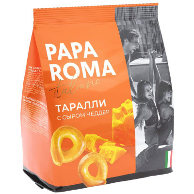 Изображение товара Таралли Papa Roma с сыром чеддер, 180г
