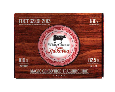 Изображение товара Масло сладкосливочное White Cheese From Zhukovka Традиционное несолёное 82.5%, 180г