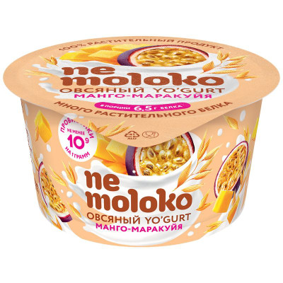 Изображение товара Продукт овсяный Nemoloko Yogurt манго-маракуйя обогащённый для детского питания, 130г