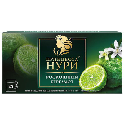 Изображение товара Чай Принцесса Нури чёрный с ароматом бергамота в пакетиках, 25х1.5г