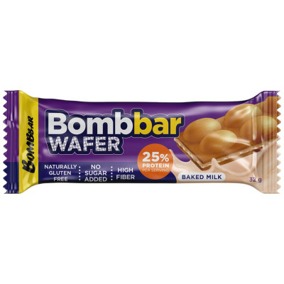 Изображение товара Батончик Bombbar вафельный с молочно-ореховой пастой со вкусом Топленого молока, 32г