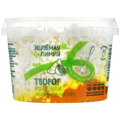 Изображение товара Творог с вареньем манго-маракуйя 5% Зелёная Линия, 160г