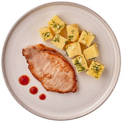 Изображение товара Эскалоп из свинины с картофелем Перекрёсток Select, 250г