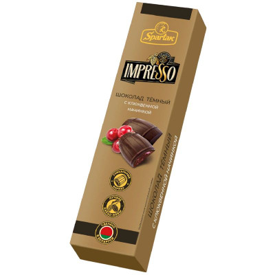 Изображение товара Шоколад тёмный Impresso с клюквенной начинкой, 70.5г