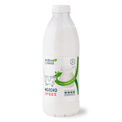 Изображение товара Молоко Зелёная Линия отборное пастеризованное 3.4-6%, 900мл