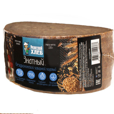 Изображение товара Хлеб Рижский Хлеб Знатный бездрожжевой заварной нарезанный, 220г