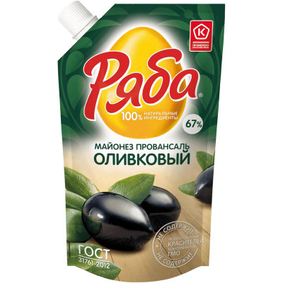 Изображение товара Майонез Ряба Провансаль оливковый 67%, 192г