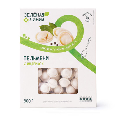 Изображение товара Пельмени с индейкой замороженные Зелёная Линия, 800г