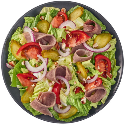 Изображение товара Салат с говяжьим языком и заправкой с уцхо-сунели Перекрёсток Select, 170г