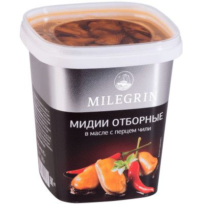 Изображение товара Мясо мидий Milegrin чилийских в масле с перцем чили, 415г