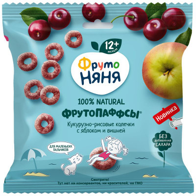 Изображение товара Паффсы ФрутоНяня яблоко-вишня с 12 месяцев, 21г