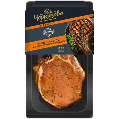 Изображение товара Стейк из свинины Черкизово на кости в пряных травах и специях охлажденный, 250г