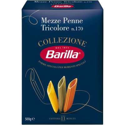 Изображение товара Макароны Barilla Mezze Penne Tricolore из твёрдых сортов пшеницы, 500г