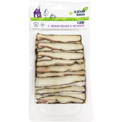 Изображение товара Сало из свиного шпика с черным перцем и чесноком Зелёная Линия, 100г