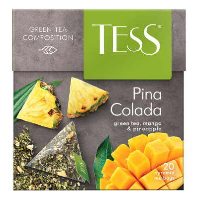Изображение товара Чай Tess Pina Colada зелёный в пирамидках, 20х1.8г