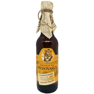 Изображение товара Медовуха Medovarus Хмельной мёд Традиционный непастеризованная фильтрованная 5.7%, 330мл
