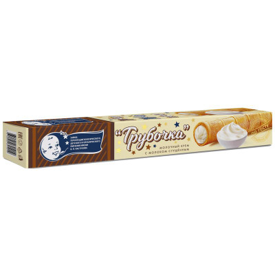 Изображение товара Крем молочный с молоком сгущенным с сахаром в вафельной трубочке 33.4%, 65г