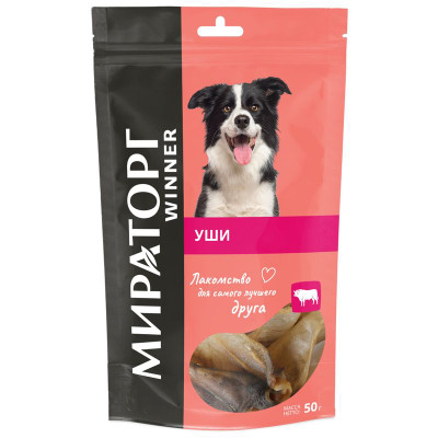 Изображение товара Лакомство Мираторг уши сушёные говяжьи для собак, 50г