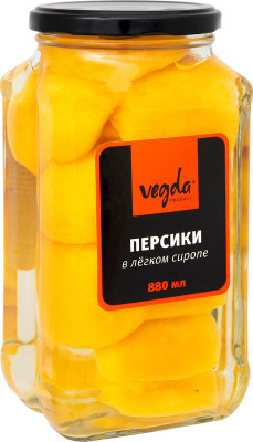 Изображение товара Персики Vegda Product в лёгком сиропе, 880г