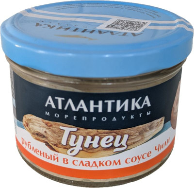 Изображение товара Тунец Атлантика рубленый в сладком соусе чили, 150г