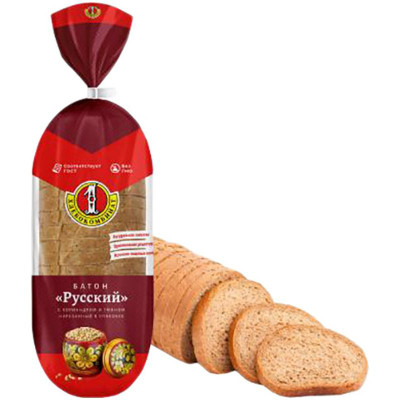 Батон Первый Хлебокомбинат Русский с кориандром и тмином, 300г