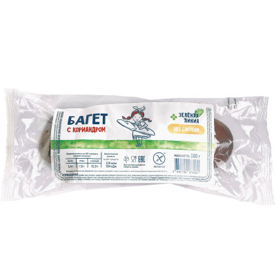 Багет темный с кориандром безглютеновый Зелёная Линия, 180г