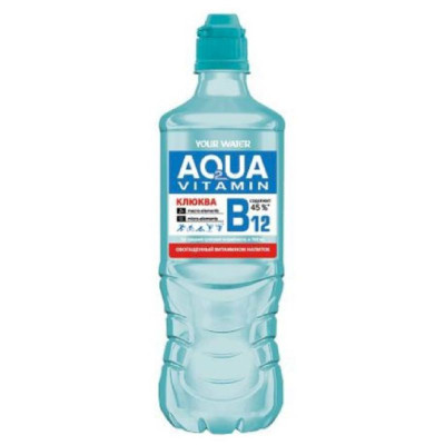 Изображение товара Напиток безалкогольный Аква Витамин клюква с витамином B12 негазированный, 750мл