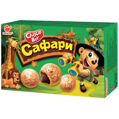 Изображение товара Печенье Orion Choco Boy Сафари затяжное с обогащающей добавкой, 42г