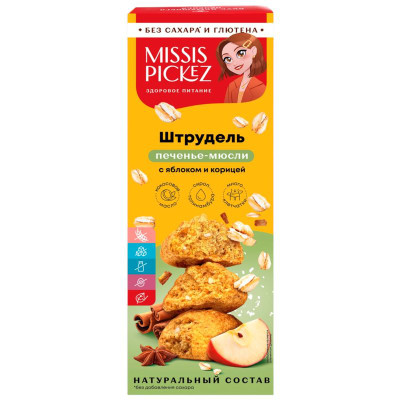 Изображение товара Печенье-мюсли Missis Pickez штрудель с яблоком и корицей, 100г