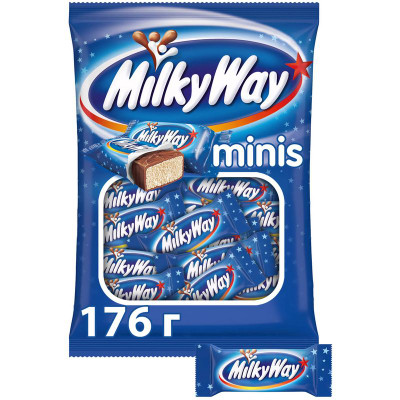 Изображение товара Батончики Milky Way Minis шоколадные с суфле, 176г
