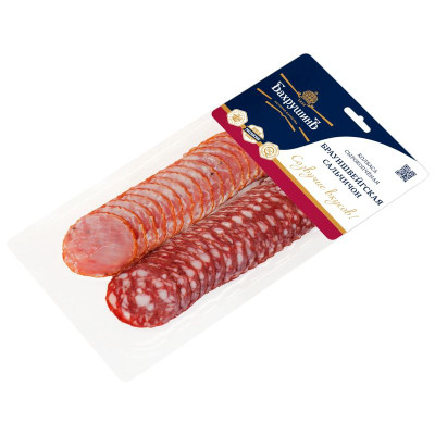 Изображение товара Колбасы Бахрушинъ Брауншвейгская+Сальчичон сырокопчёные полусухие, 80г