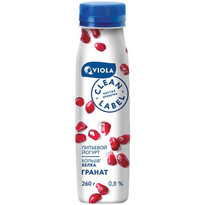 Изображение товара Йогурт питьевой Viola Clean Label Гранат 0.8%, 260г