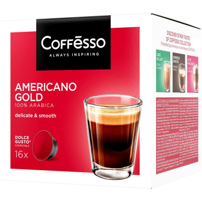 Изображение товара Кофе в капсулах Coffesso Americano Gold жареный молотый, 16х8г