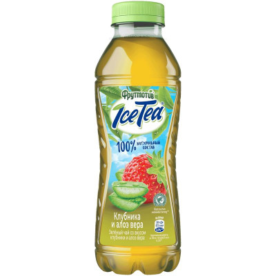 Изображение товара Напиток сокосодержащий Фрутмотив Зелёный чай клубника и алоэ вера негазированный, 500мл