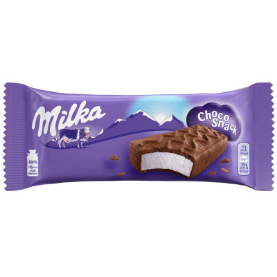 Изображение товара Пирожное Milka Шоколадный Перекус бисквитное с кремом в молочном шоколаде, 29г
