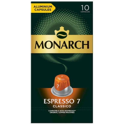 Изображение товара Кофе в капсулах Monarch Espresso 7 Classico натуральный жареный молотый, 10х5.2г