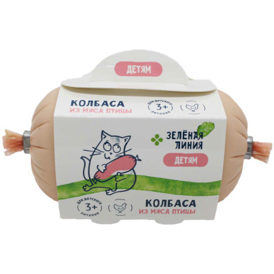 Изображение товара Колбаса варёная из мяса птицы для питания детей Зелёная Линия, 240г