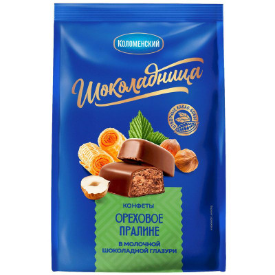 Изображение товара Конфеты Коломенский Пралине в молочной шоколадной глазури, 160г