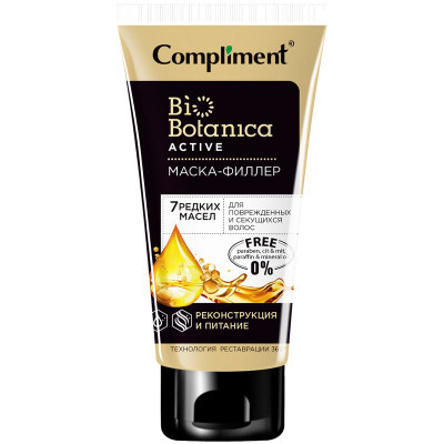 Изображение товара Маска-филлер Compliment biobotanica active реконструкция и питание для поврежденных волос, 200мл