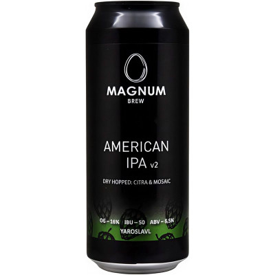Изображение товара Пиво Магнум Ипа светлое нефильтрованное, 450мл